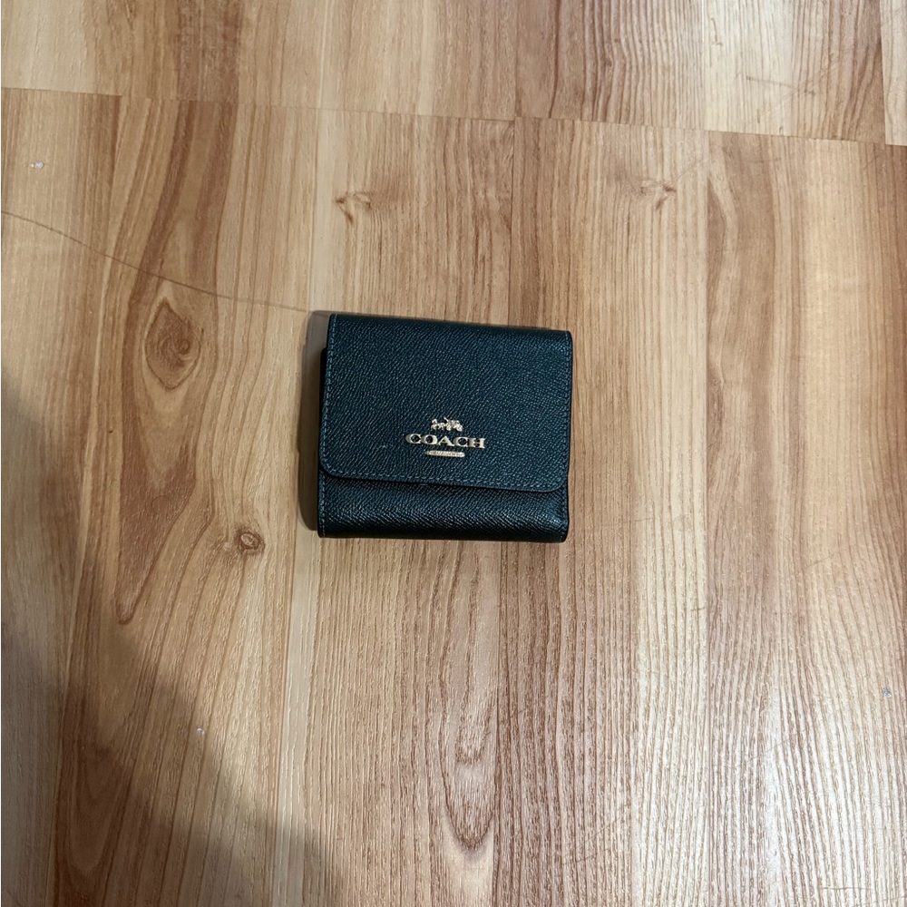 Coach Dark Leather Compact Wallet